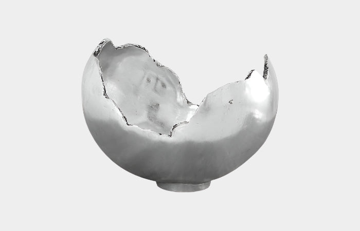 Burled Bowl, Resin, Silver Leaf Finish