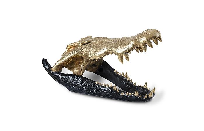 Crâne de crocodile, noir/feuille d'or