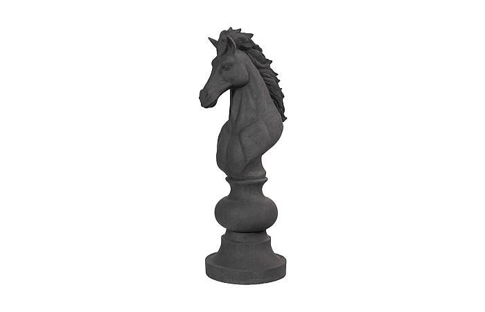 Knight Chess Sculpture, Cast Stone Black