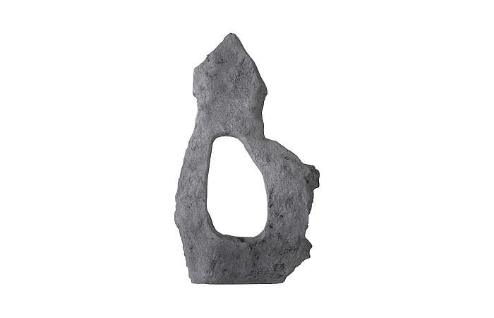 Colossal Cast Stone Sculpture, Single Hole, Charcoal Stone