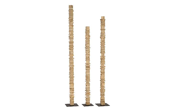 Stacked Wood Floor Sculptures, Bleached, Set of 3