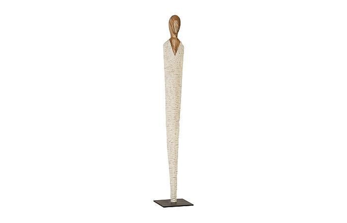 Vested Female Sculpture, Large, Chamcha, Natural, White, Gold