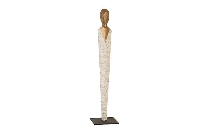 Vested Female Sculpture, Small, Chamcha, Natural, White, Gold