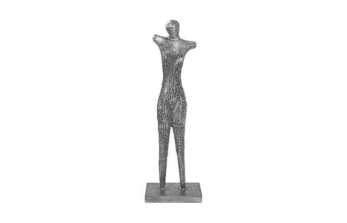 Abstract Female Sculpture on Stand, Black/Silver, Aluminum