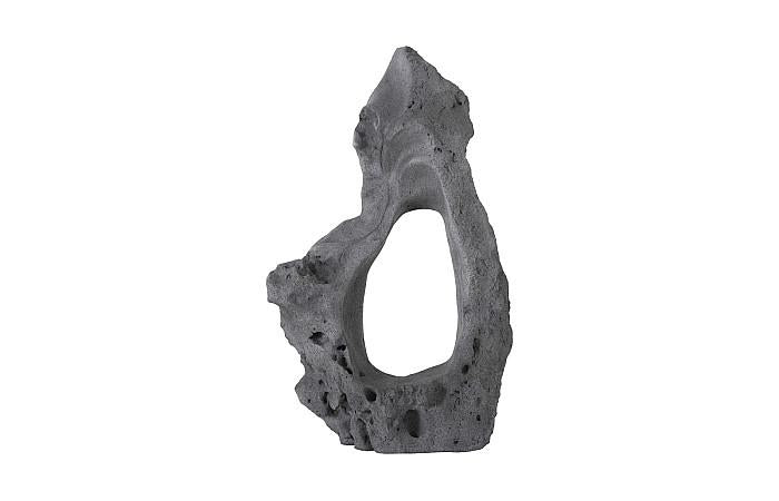 Colossal Cast Stone Sculpture, Single Hole, Charcoal Stone