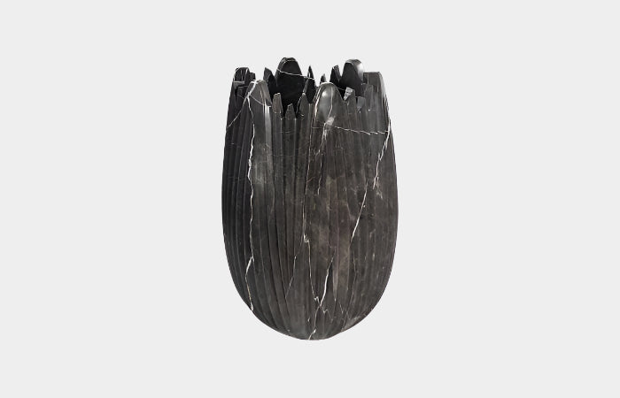 Marble Cocoon Vase, Black, Small