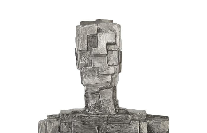 Puzzle Man Sculpture, Black/Silver, Aluminum