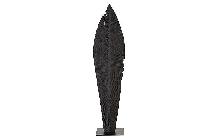 Carved Leaf on Stand, Burnt, LG