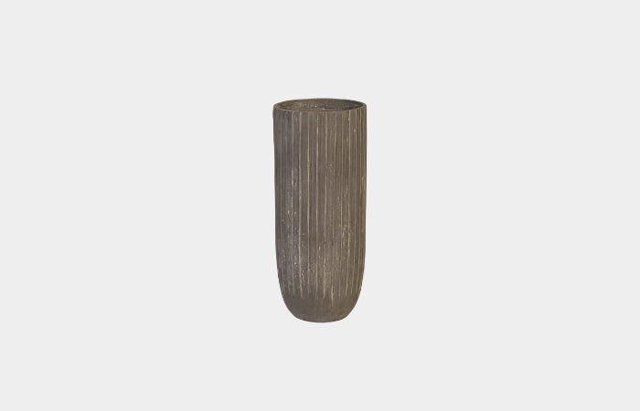 Fluted Planter, Medium, Gray