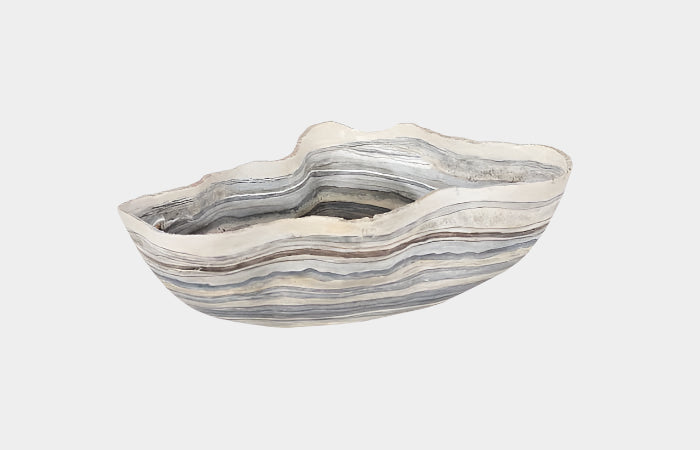 Cast Gray Onyx Bowl, Faux Finish, Large