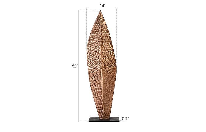 Carved Leaf on Stand, Copper Leaf, MD