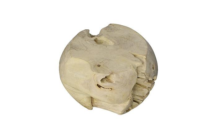 Teak Wood Ball Sculpture, Bleached