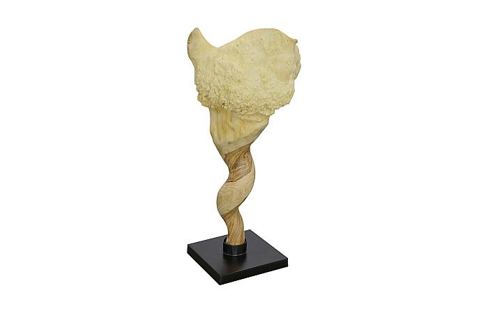 Teak Wood Sculpture on Base, Bleached