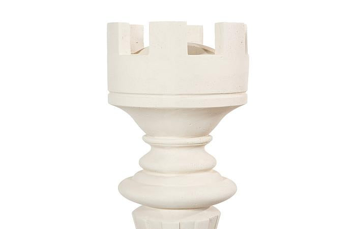 Rook Chess Sculpture, Cast Stone White