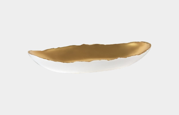 Broken Egg Bowl, White and Gold Leaf, Extra Large