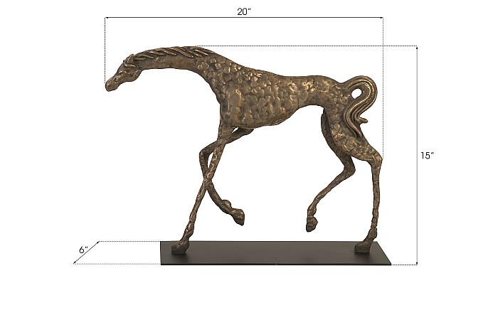 Sculpture de cheval cabré sur socle en métal noir, résine, finition bronze