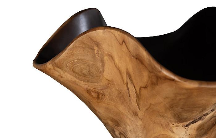 Teak Wood Bowl, Black And Natural