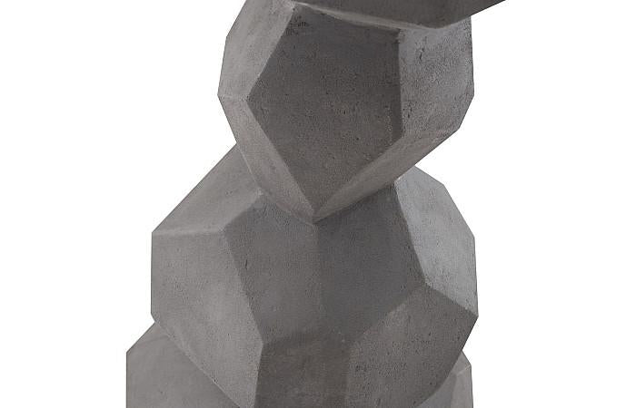 Faceted Rock Column Sculpture, Gray