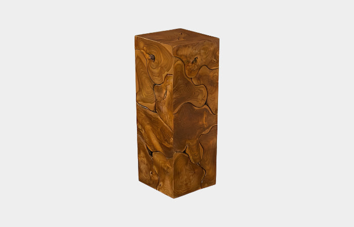 Teak Slice Pedestal, Square, MD