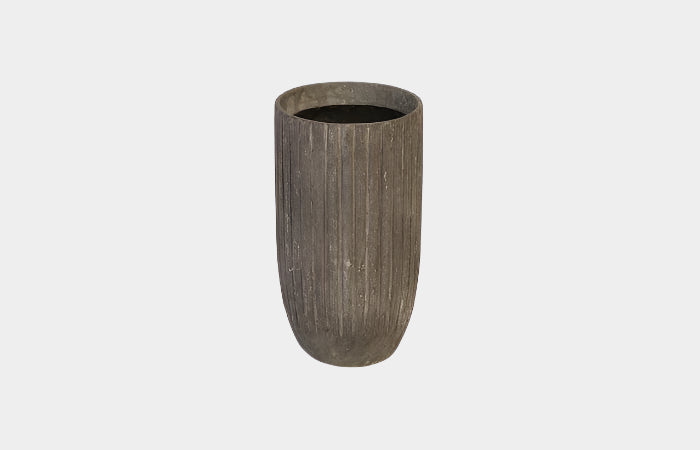 Fluted Planter, Small, Gray