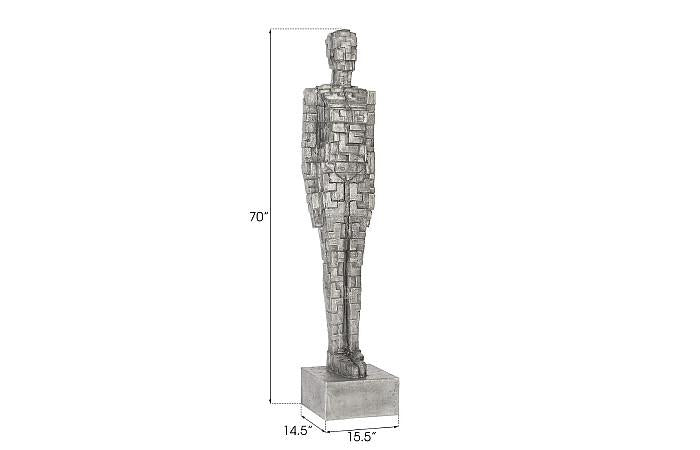 Puzzle Woman Sculpture, Black/Silver, Aluminum