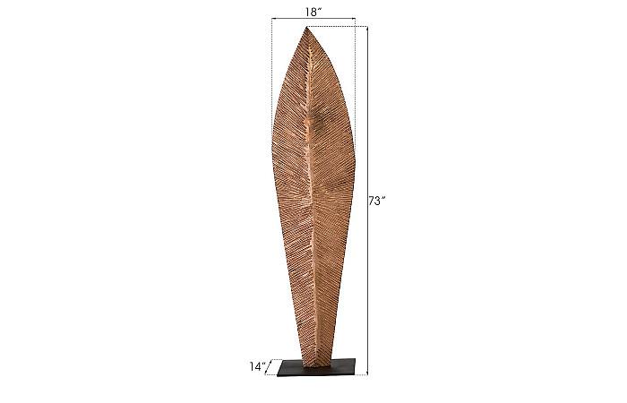 Carved Leaf on Stand, Copper Leaf, LG