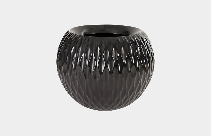 Ripple Planter, Gel Coat Black