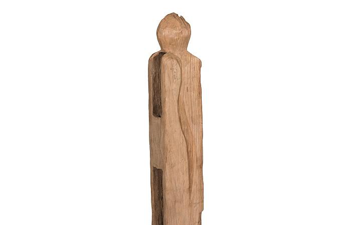 Sculpture en bois sur socle, naturel