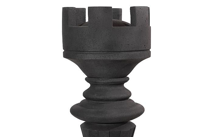 Sculpture d'échecs Rook, pierre moulée noire