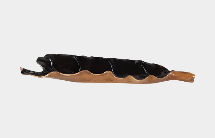 Leaf Bowl, Teak Wood, Natural & Black, Finish
