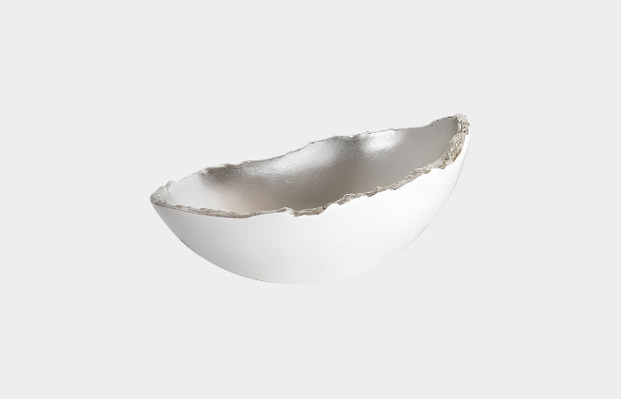 Broken Egg Bowl, White and Silver Leaf