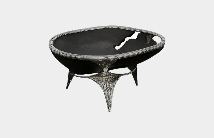 Graven Table Top Bowl, Black and Stainless Steel