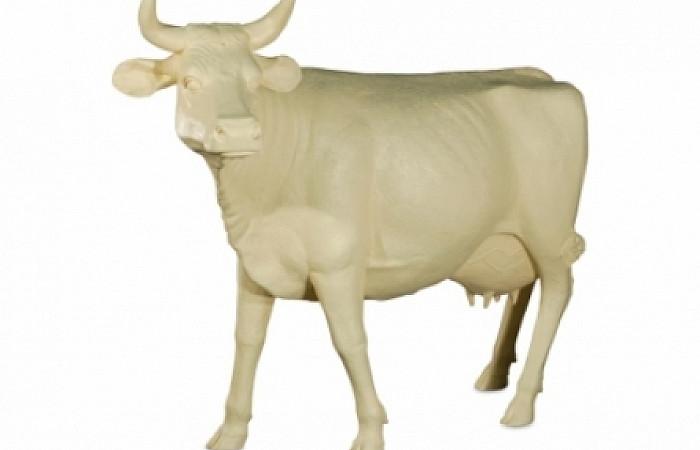 Life Size Cow, Head Up, Off White