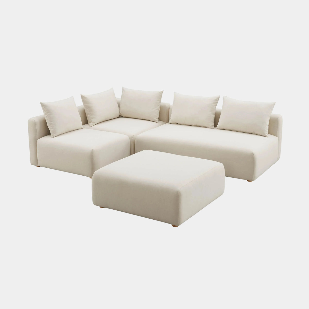 Hangover Chaise Sectional - 4 Cream Performance Linen
