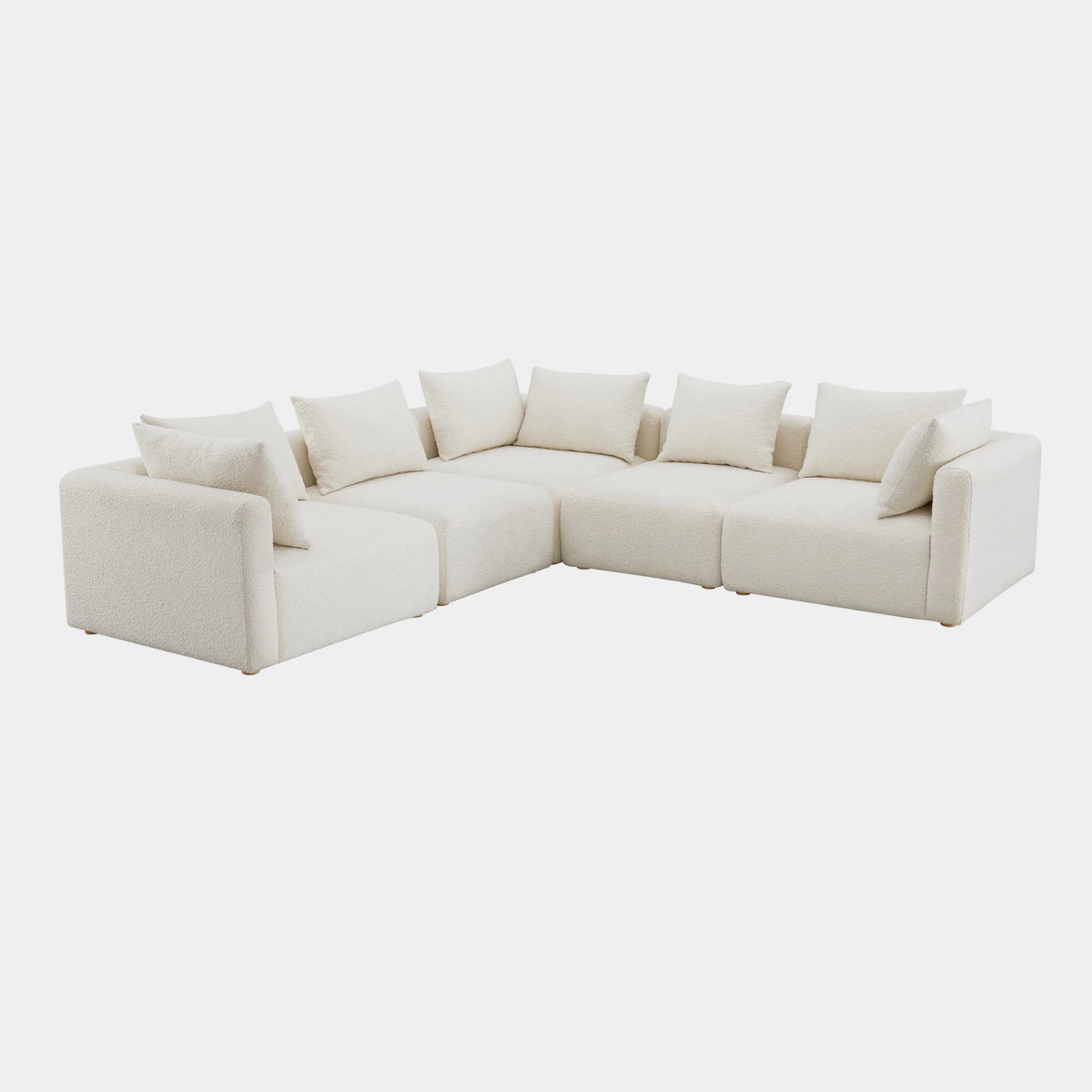 Hangover L Sectional - 5 Cream Performance Boucle