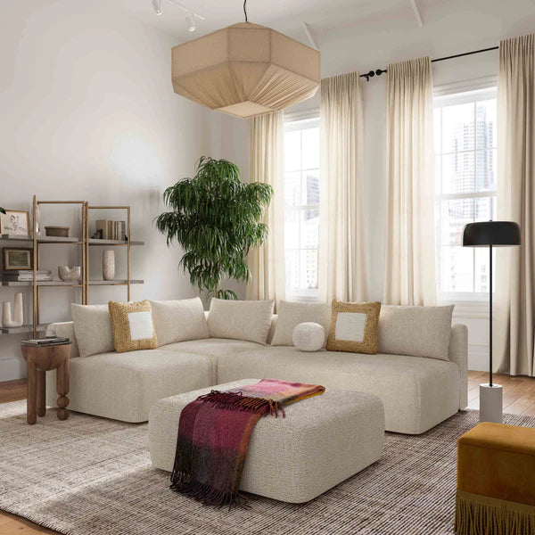 Hangover Heavy Textured Fabric 4-Piece Modular Chaise Sectional