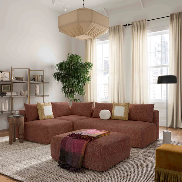 Hangover Heavy Textured Fabric 4-Piece Modular Chaise Sectional