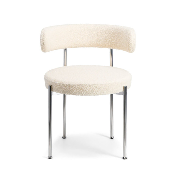 Libera Inesse Boucle Ivory Dining Chair - Silver