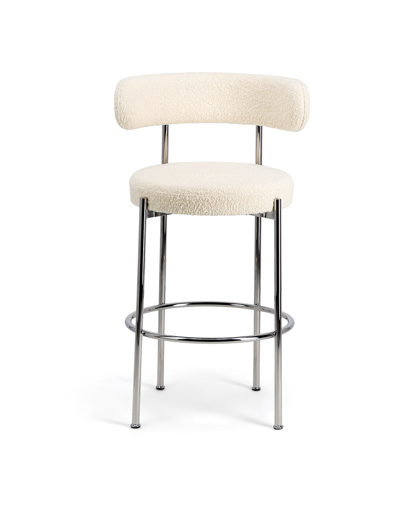 Libera Inesse Boucle Ivory Counter Stool - Silver Base