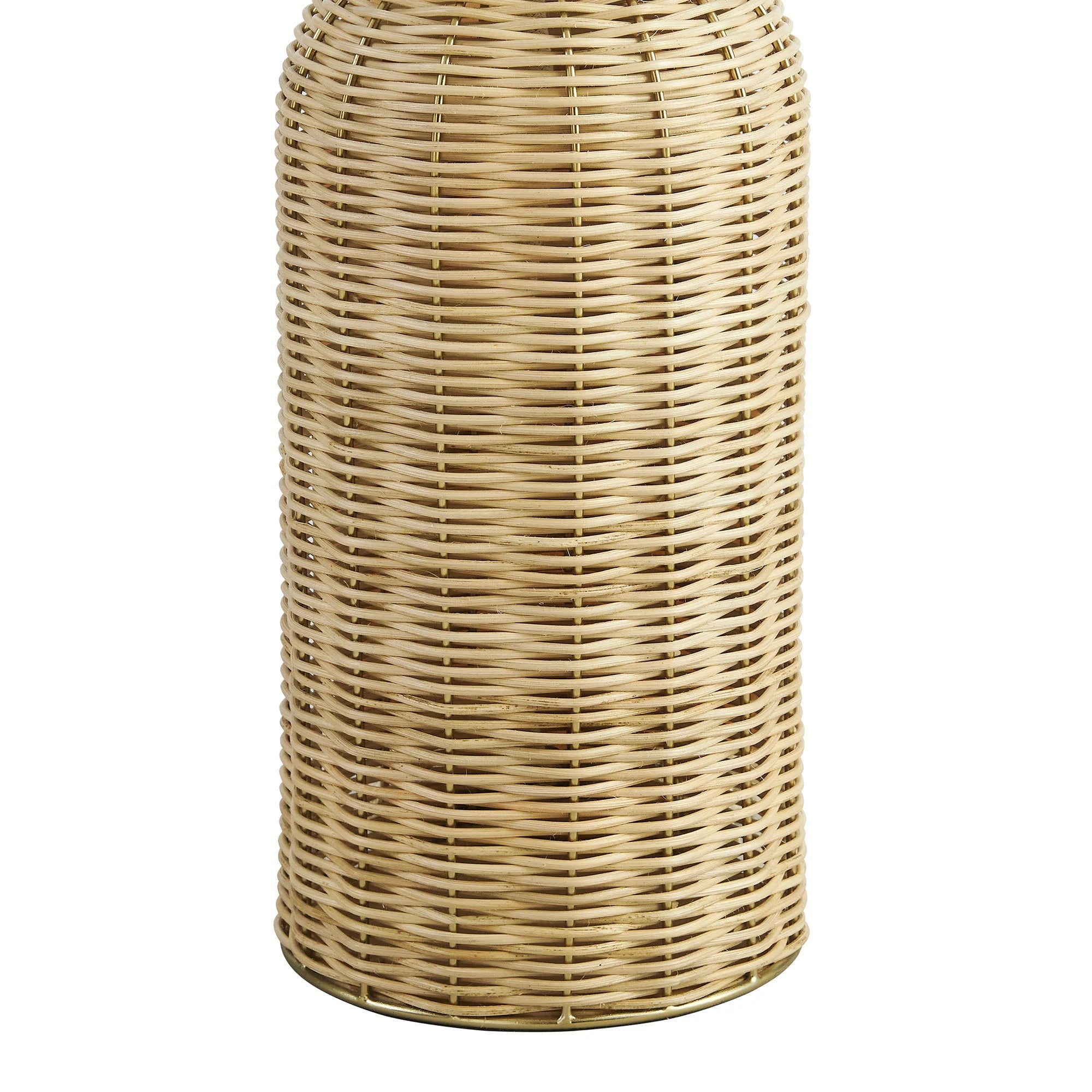 Santo Rattan Table Lamp With Dome Shade in White Natural