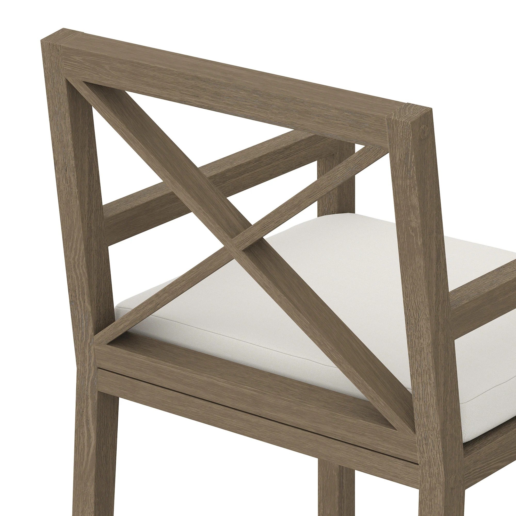 Northlake Outdoor Patio Teak Dining Armchair in Weathered Gray White