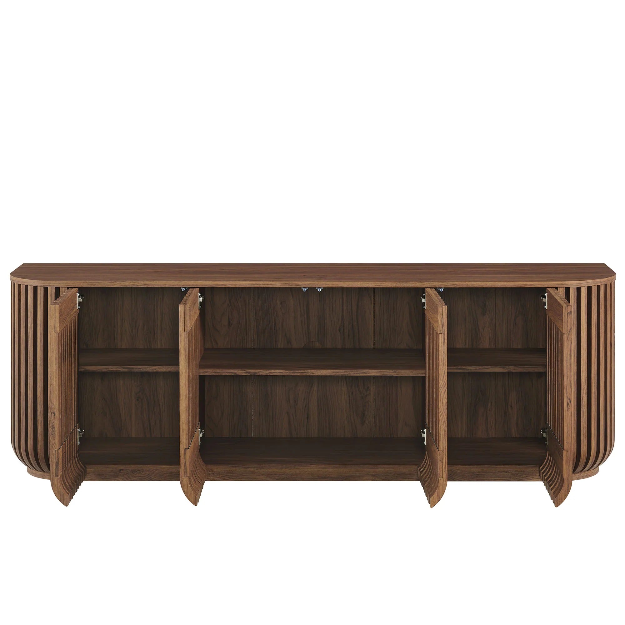 Fortitude 75" Curved Sideboard Storage Cabinet in Walnut