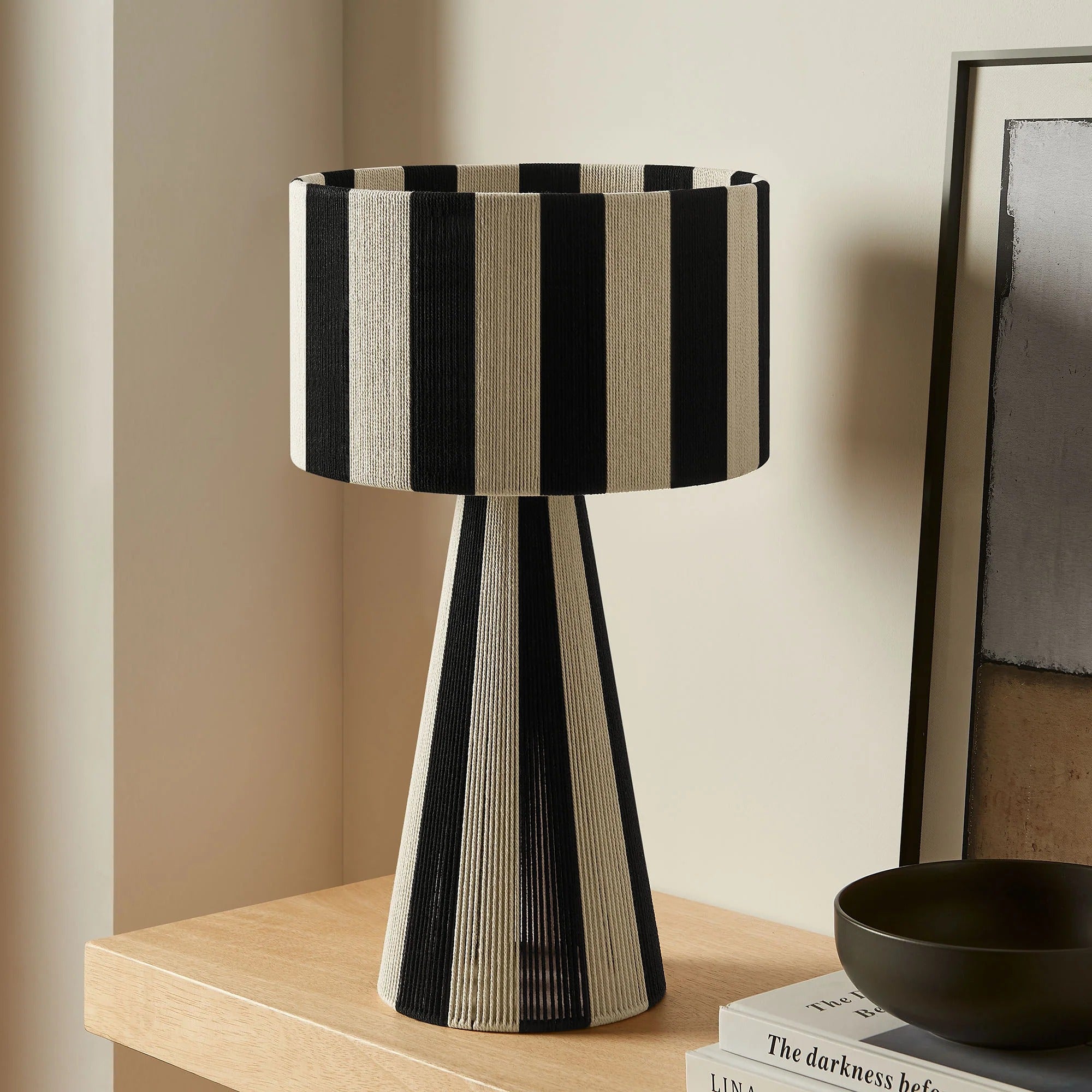 Renae Handwoven Cotton Thread Striped Table Lamp