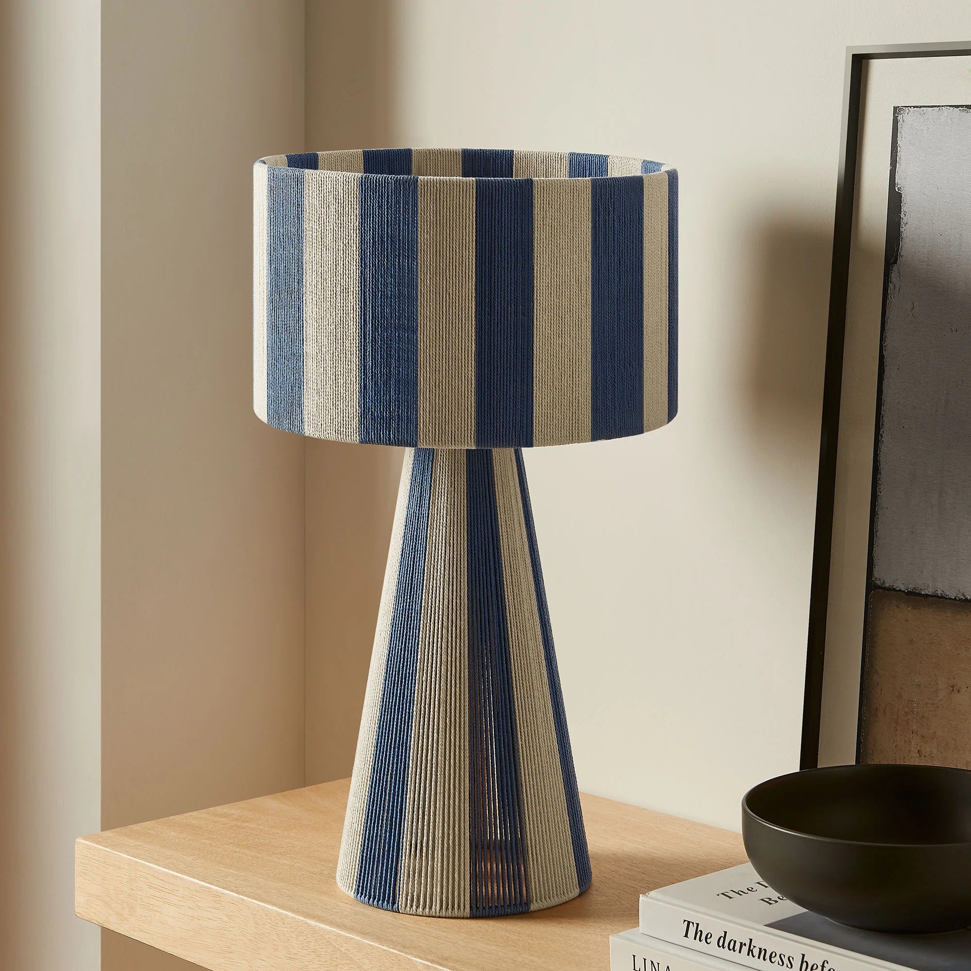 Renae Handwoven Cotton Thread Striped Table Lamp