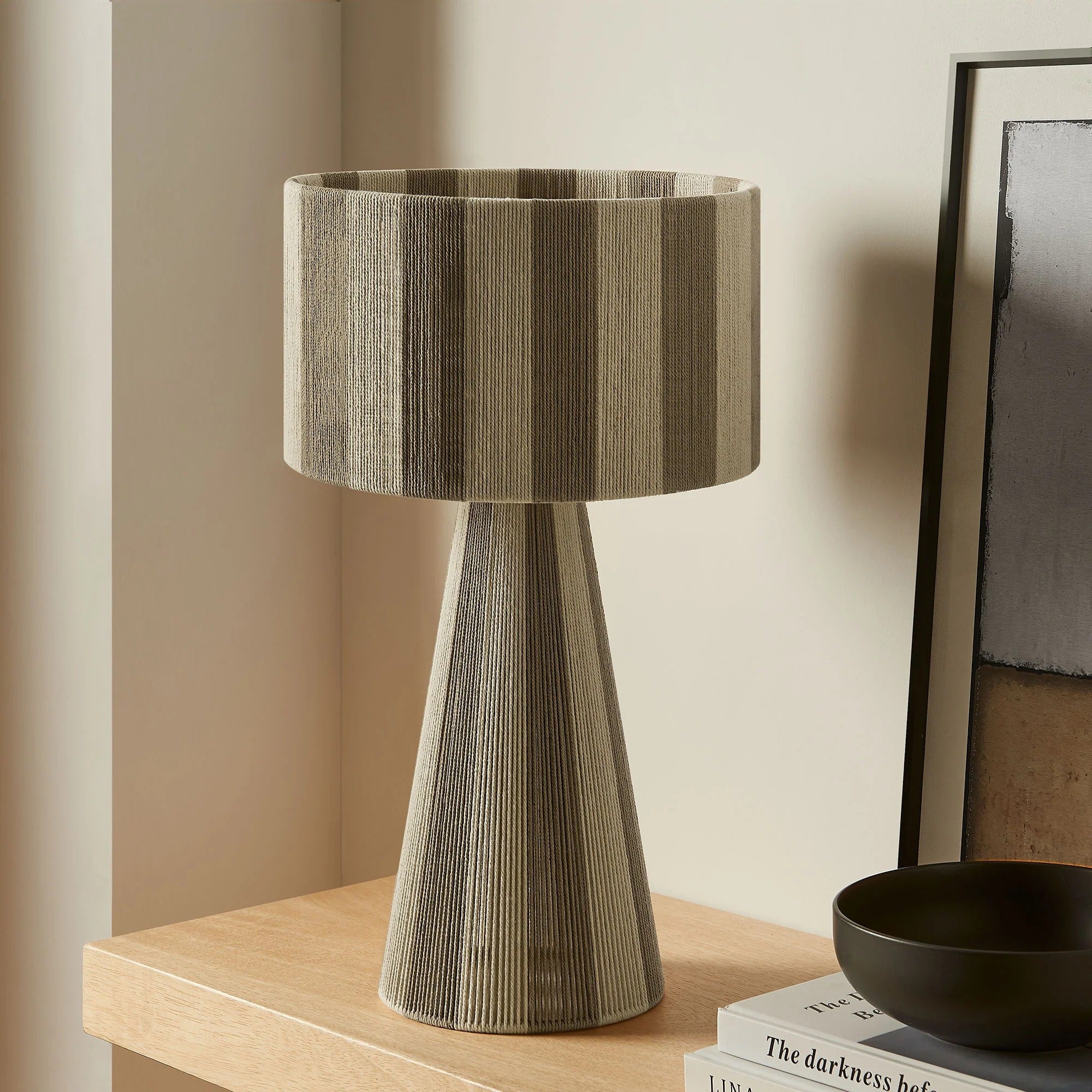 Renae Handwoven Cotton Thread Striped Table Lamp