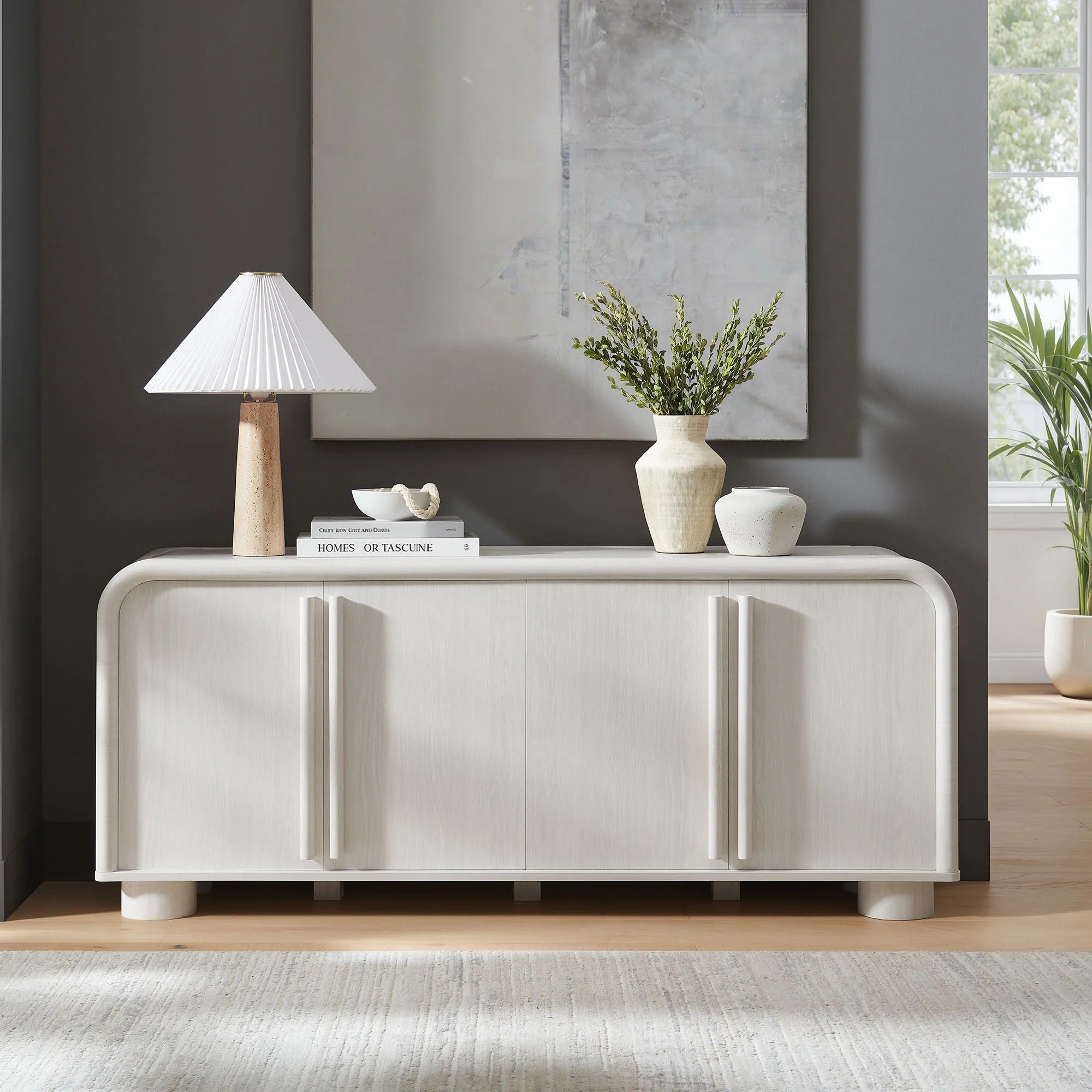 Bellamy Curved 4-Door Sideboard Cabinet in Ash