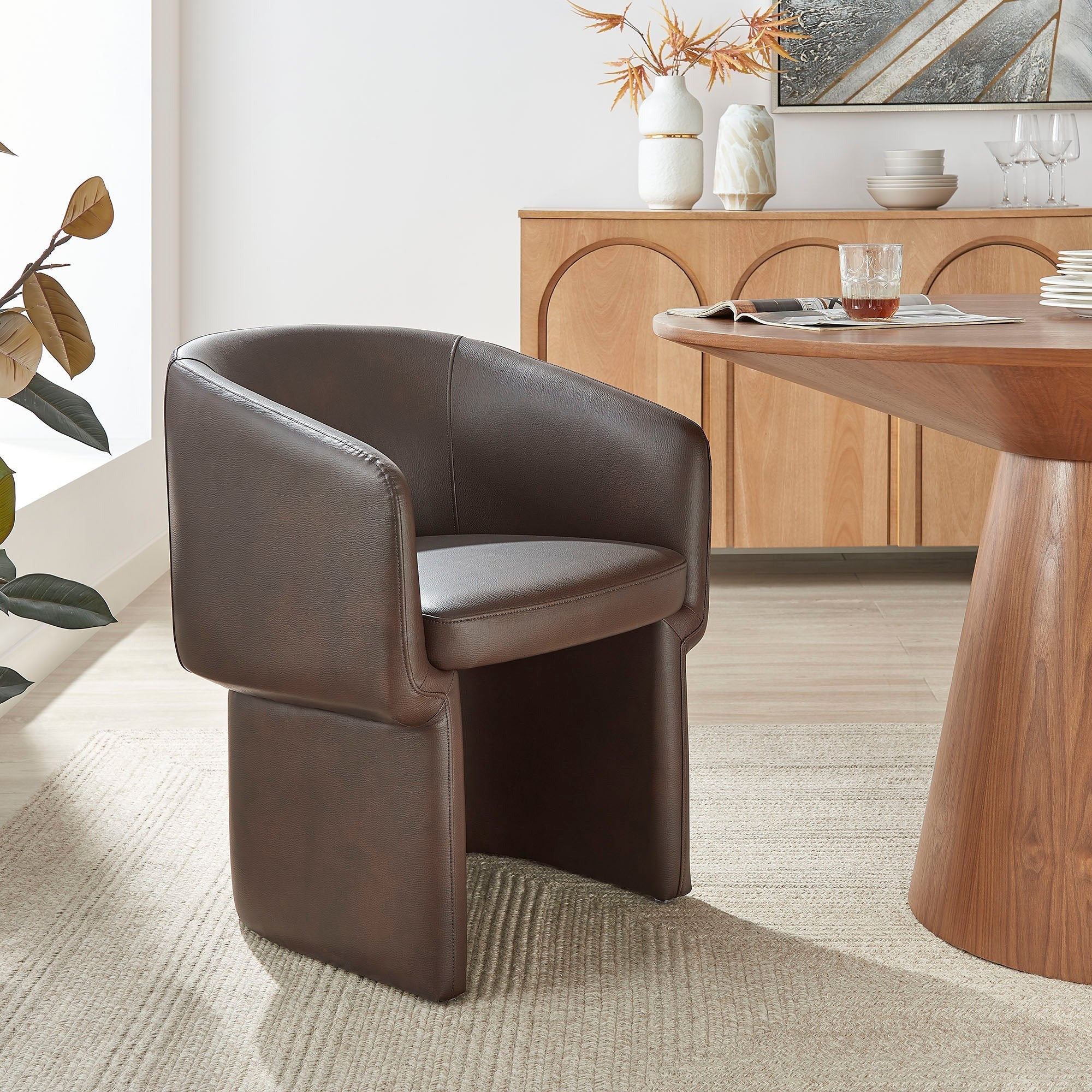 Verity Barrel Back Vegan Leather Dining Chair