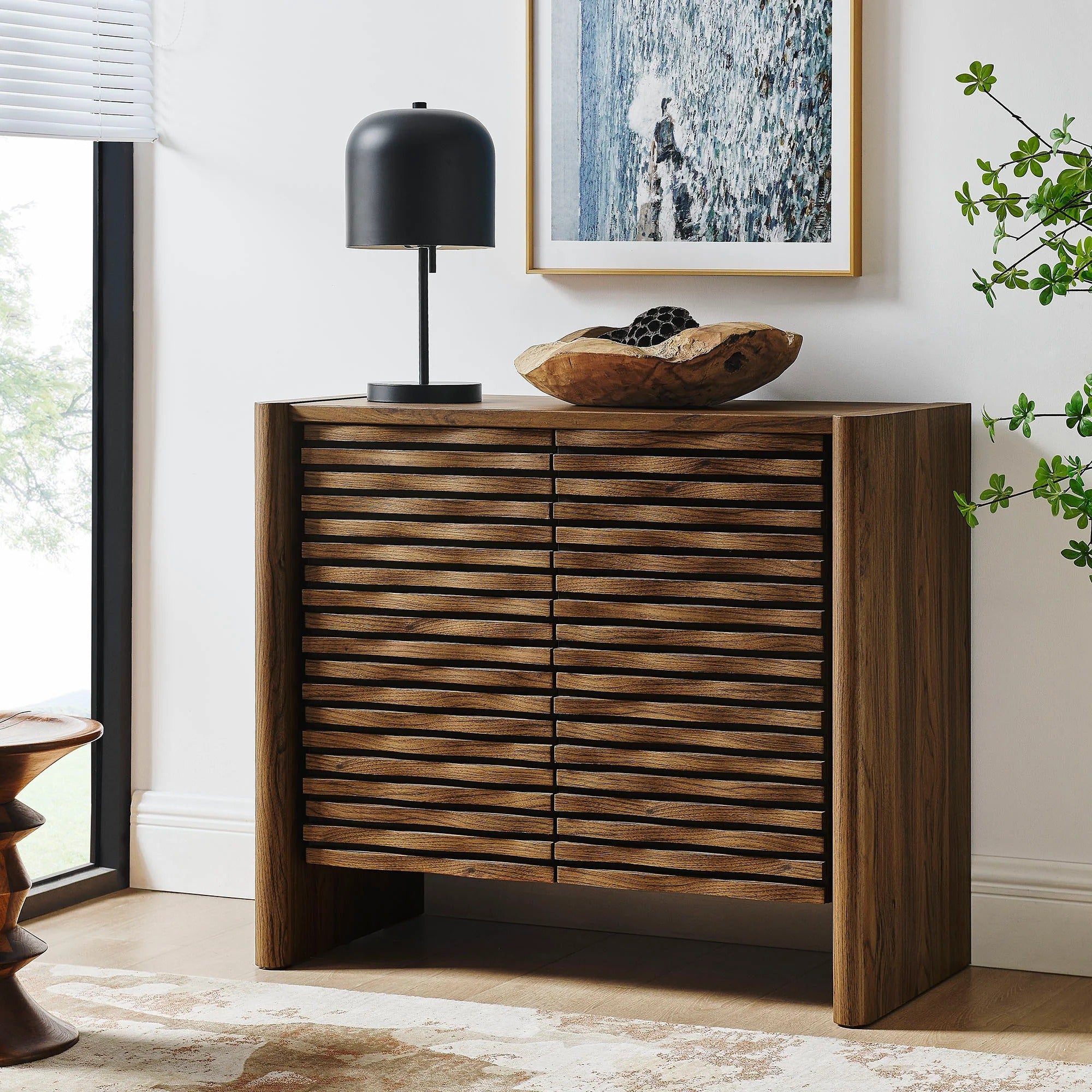 Emric Wave Accent Cabinet in Walnut