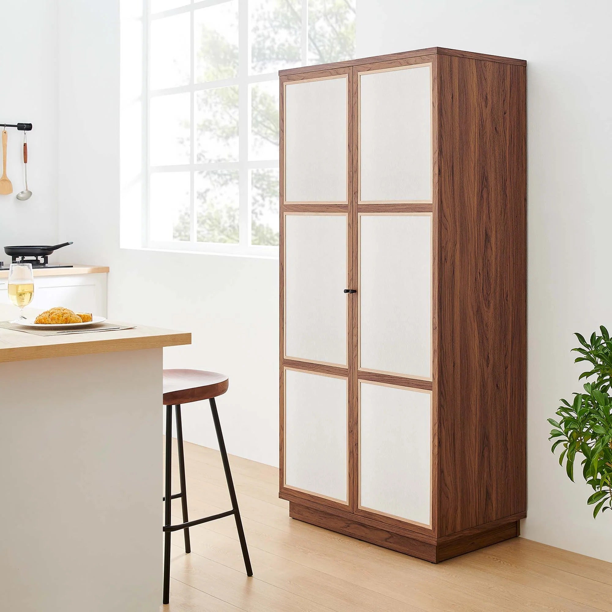 Capri 70" Tall Wood Grain Storage Cabinet in Walnut