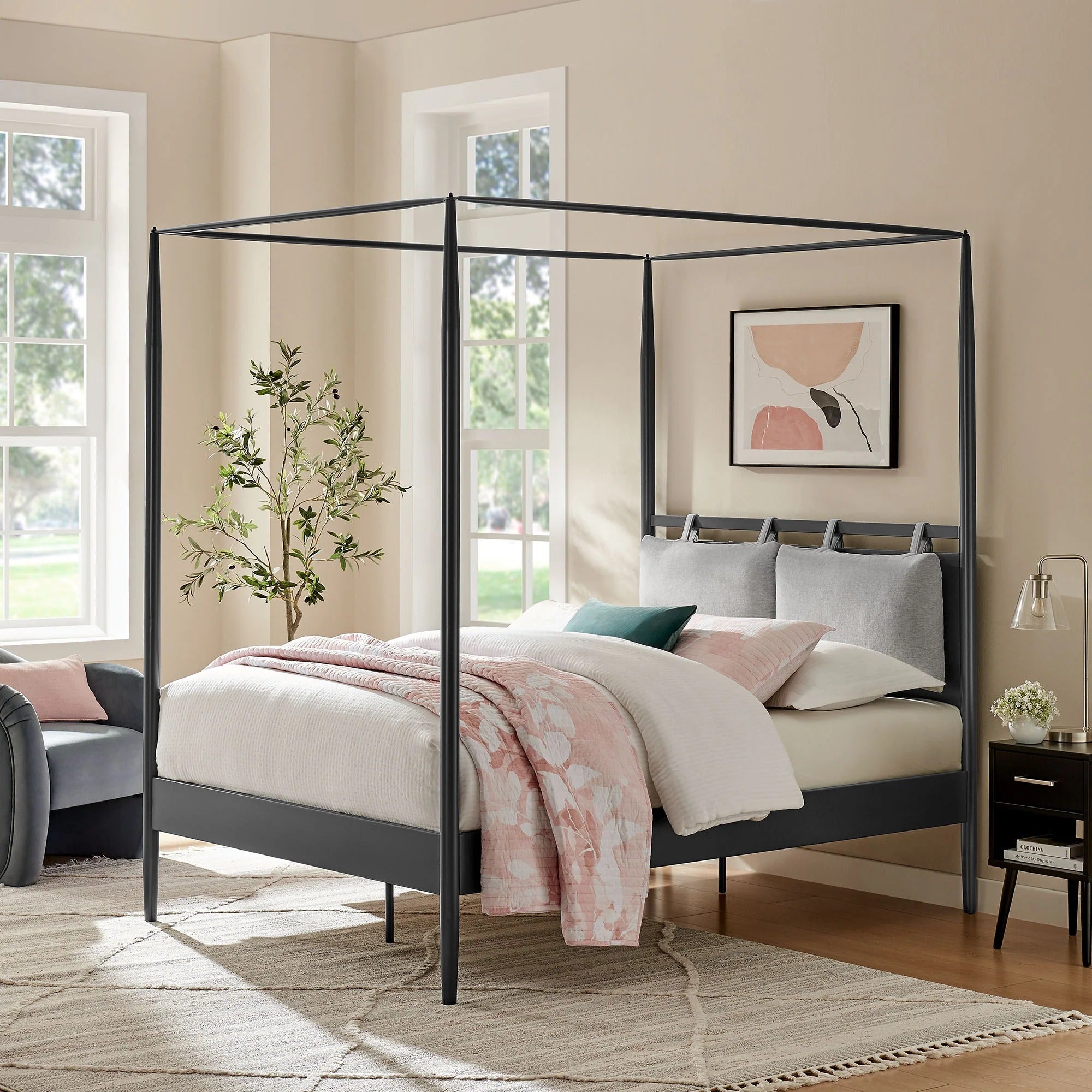 Marlowe 4-Poster Canopy Metal Queen Platform Bed